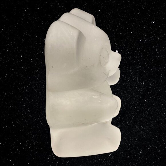 Vintage Art Glass Frosted Crystal Bear Figurine Clear 4”T 3.5”W - Picture 3 of 7